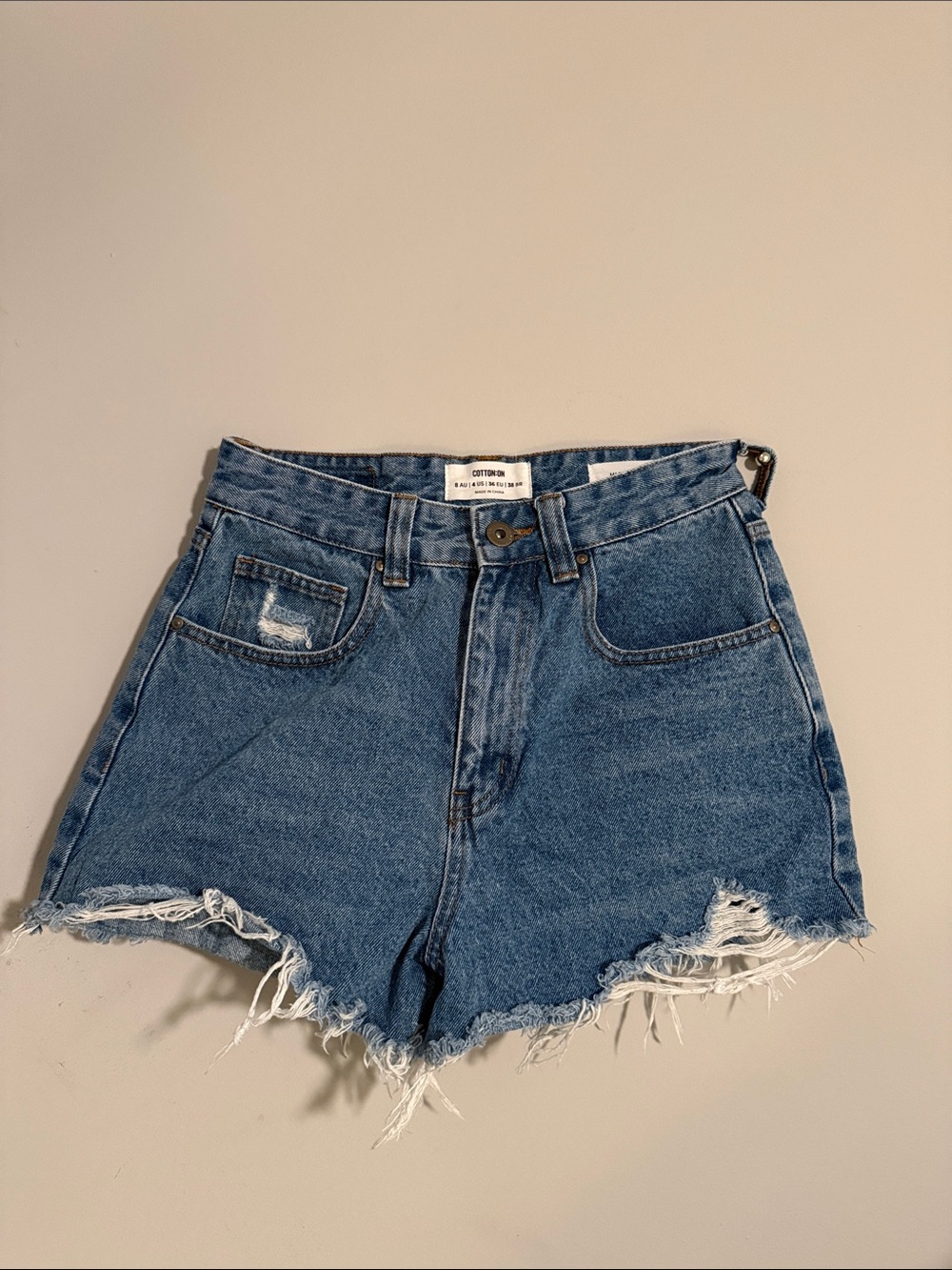Cotton On High Rise Mom Denim Short Blue Size 4